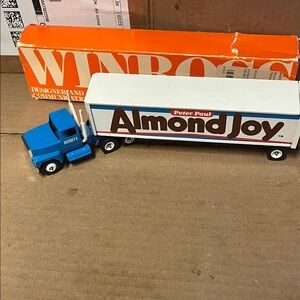 Blue and White Almond Joy Toy Truck